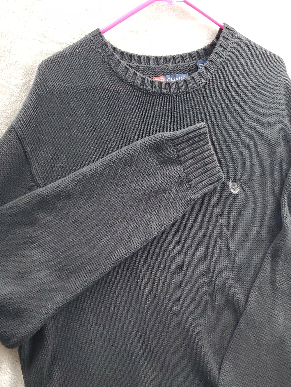 Chaps | Men's xl | Black Embroidered Logo Crewneck Knit Sweater